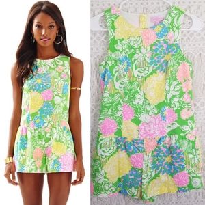 Lilly Pulitzer Gretch Romper Hibiscus Flamingo